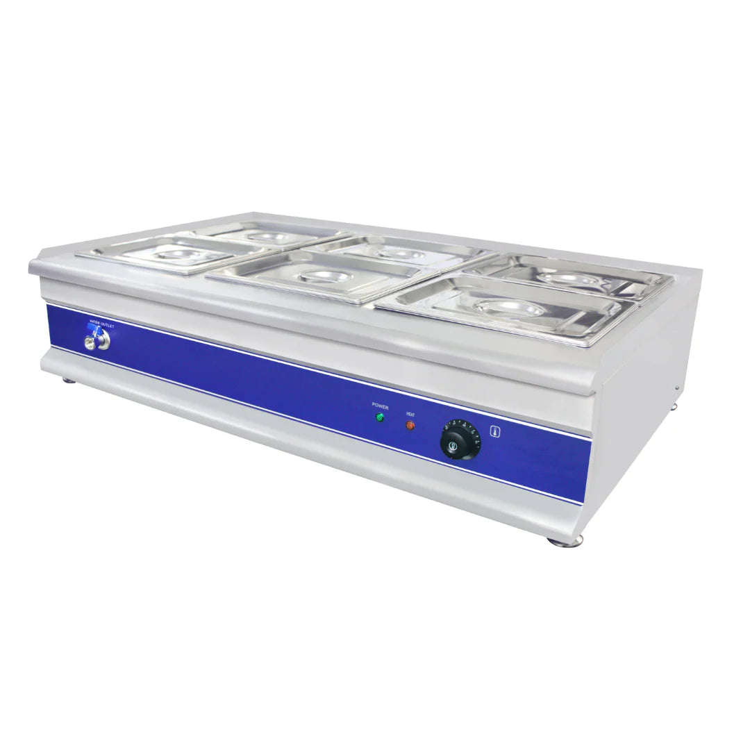 Stainless Steel Bain Marie Food Warmer - 6 x GN1/2 100 mm