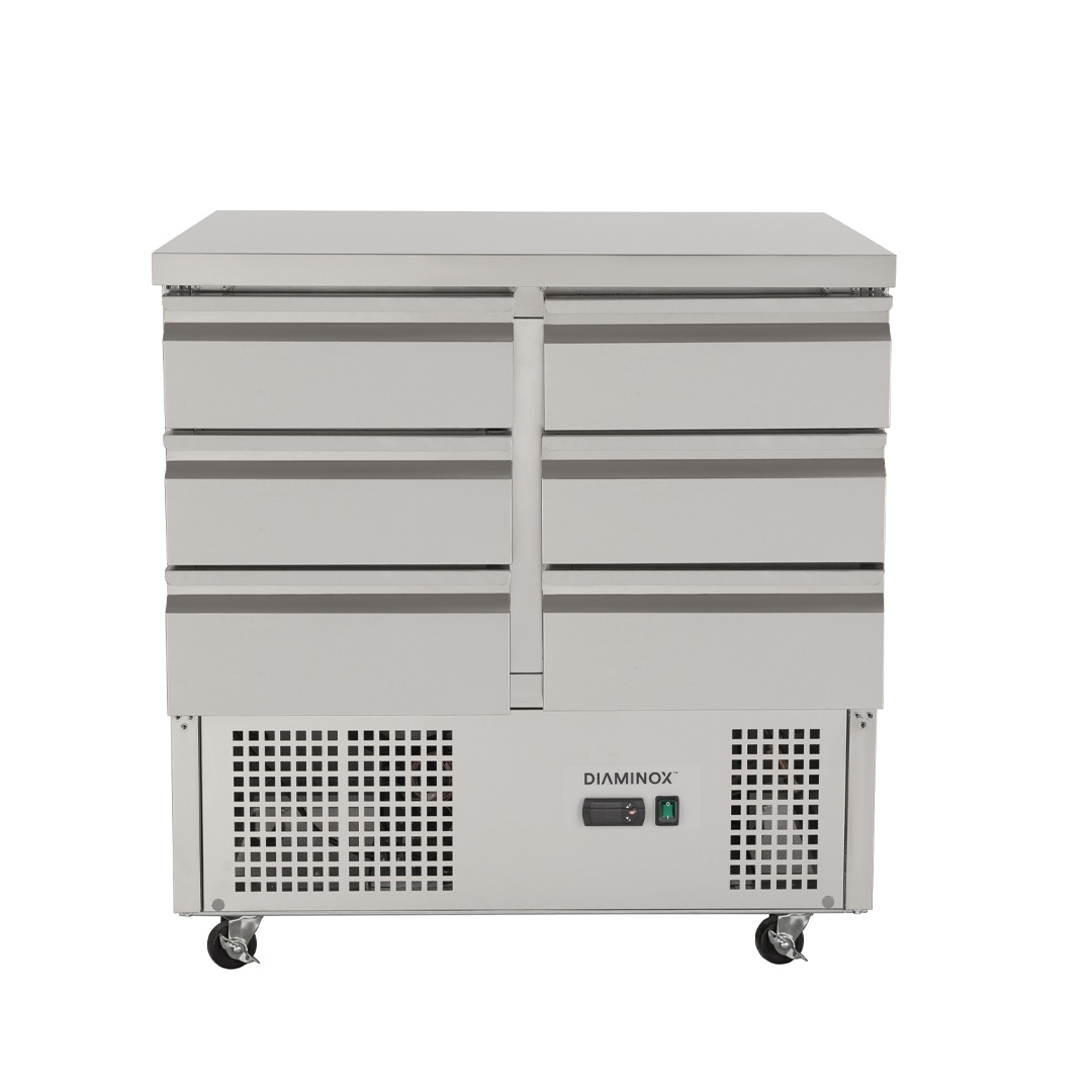 Diaminox 6 Drawer Stainless Steel Refrigerated Prep Counter