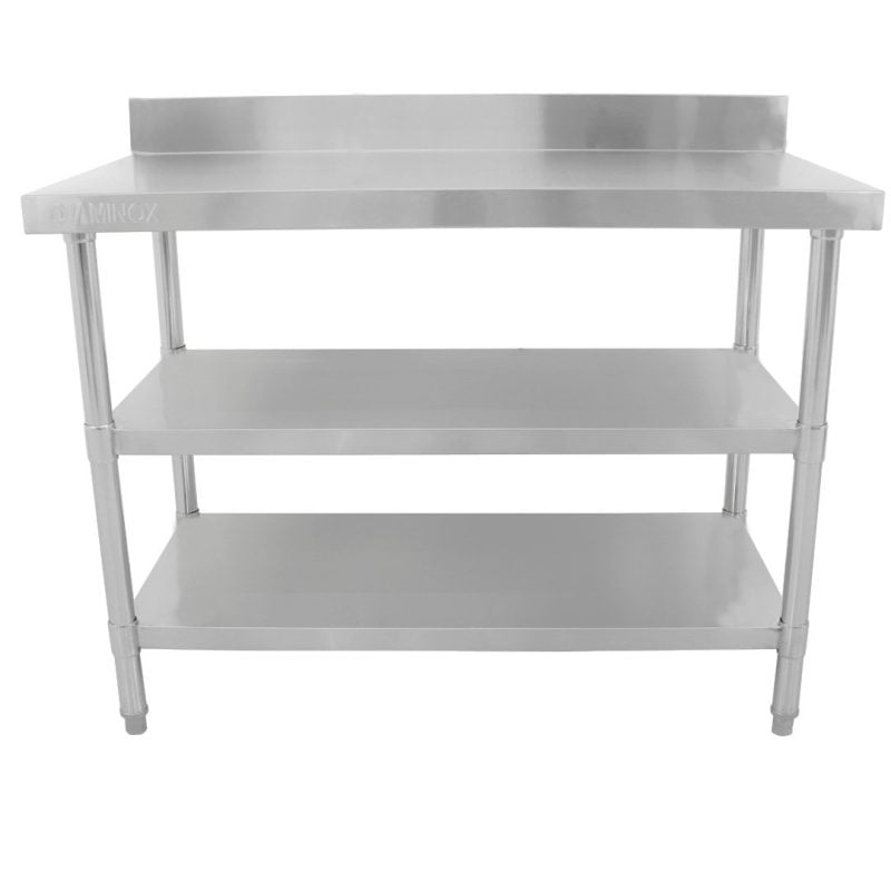 Diaminox Stainless Steel Upstand Table With 2 Shelves