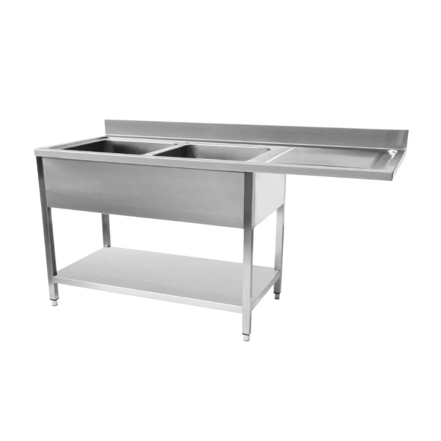 Commercial Double Bowl Stainless Steel Dishwasher Sink – Multiple Sizes