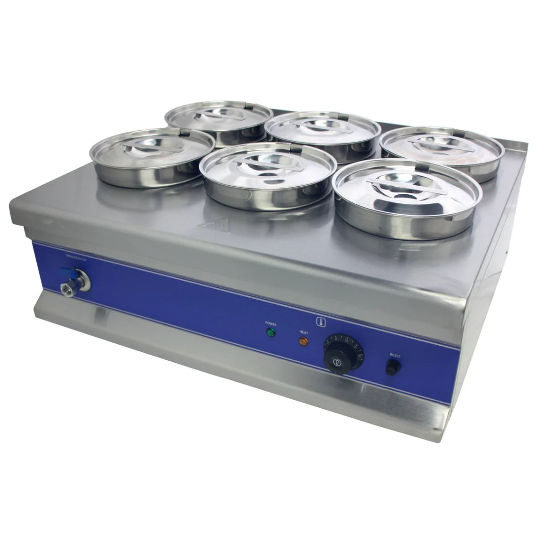 Commercial Stainless Steel Bain Marie Food Warmer - 6 x 4L