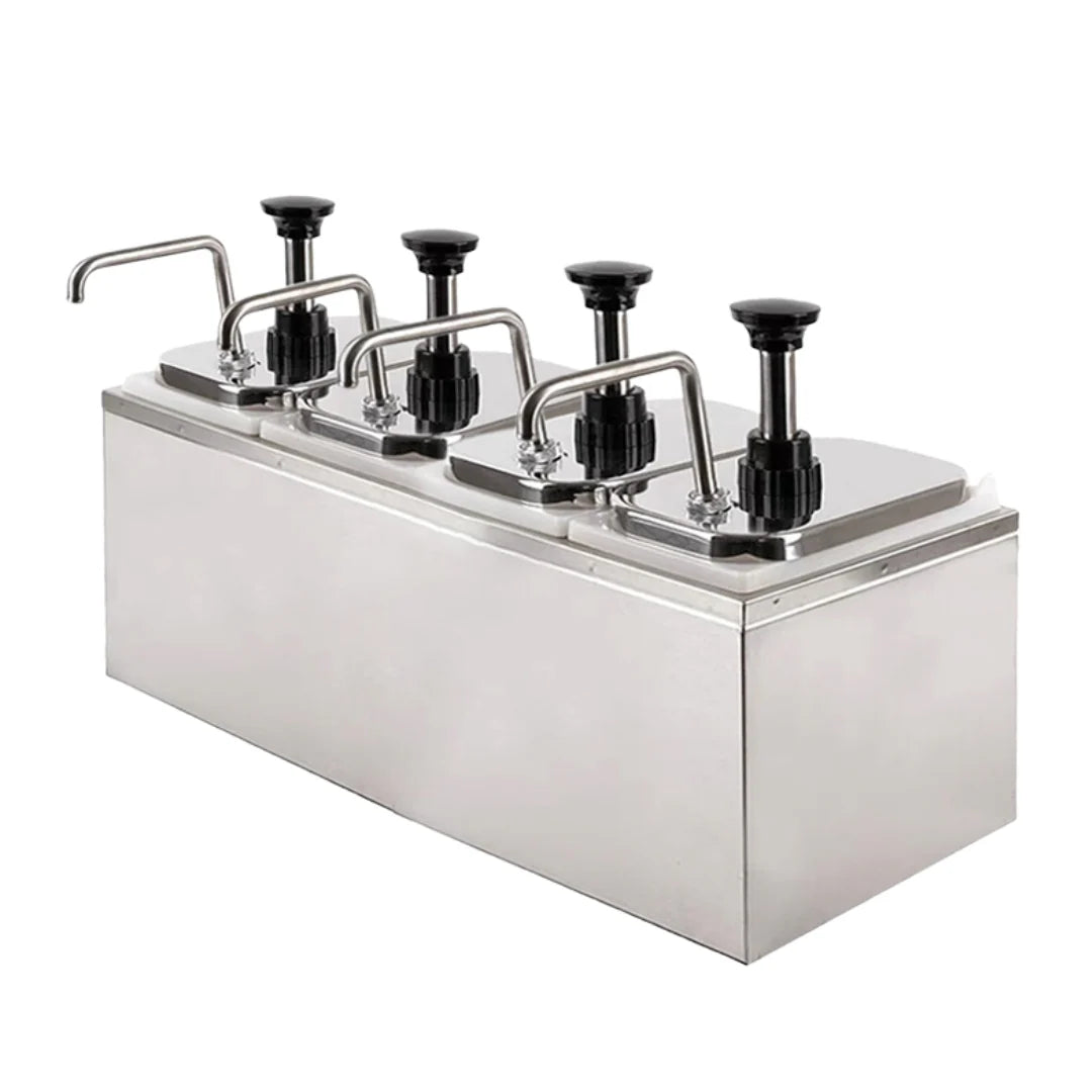 Condiment/Sauce Dispenser with Stainless Steel Pump - 4 x 2 Litre