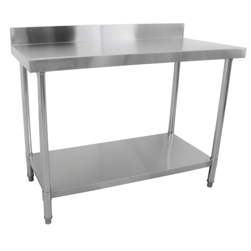 Diaminox Stainless Steel Upstand Table With 1 Shelf