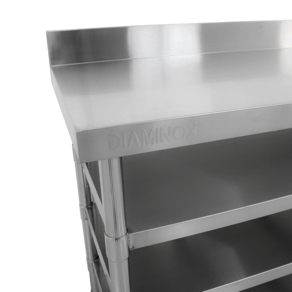 Diaminox Stainless Steel Upstand Table With 3 Shelves