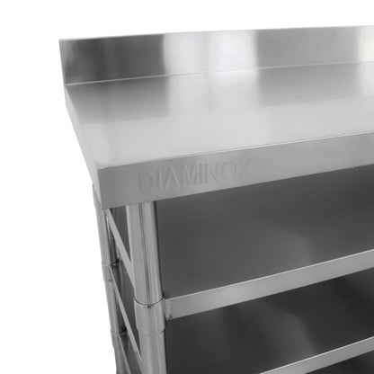 Diaminox Stainless Steel Upstand Table With 3 Shelves