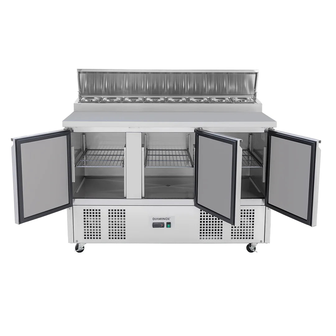 Diaminox Three Door Raised Saladette Prep Counter 385L