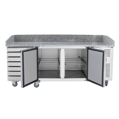 Diaminox Double Door Counter Bench Fridge with Marble Top and Dough Drawers 580L