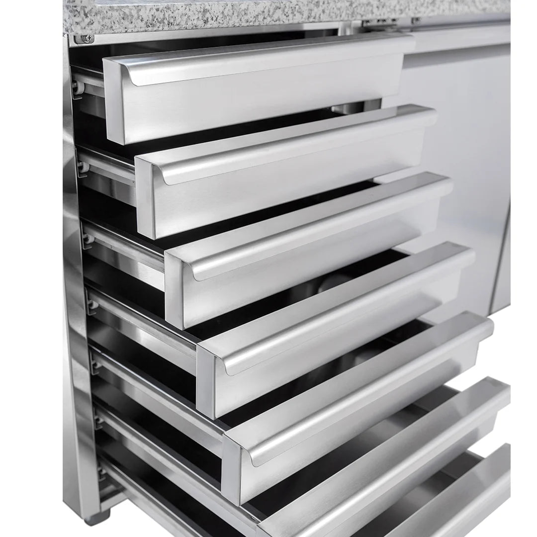 Diaminox Double Door Counter Bench Fridge with Marble Top and Dough Drawers 580L