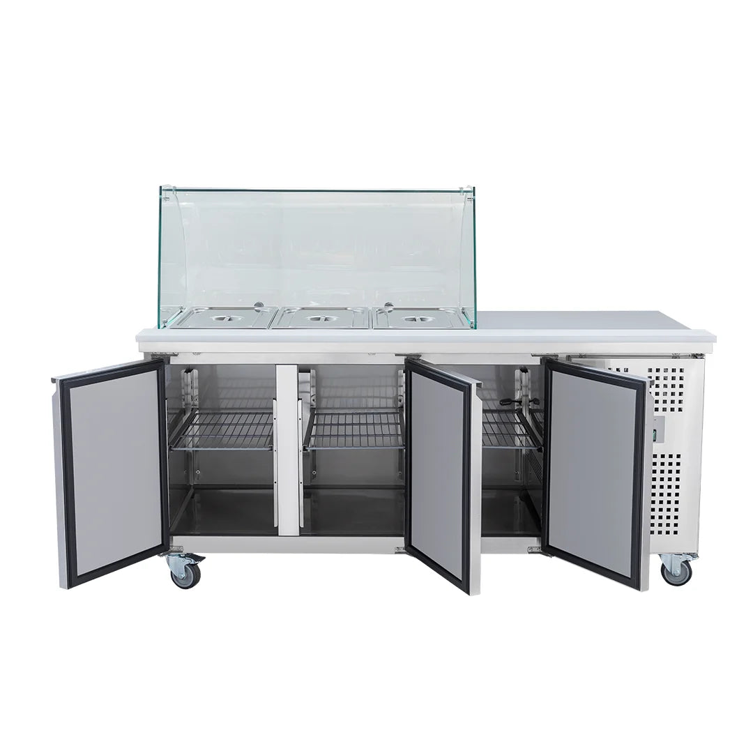 Diaminox Three Door Saladette Prep Counter with Side Worktop 294L