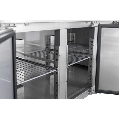 Diaminox Three Door Saladette Prep Counter with Side Worktop 294L