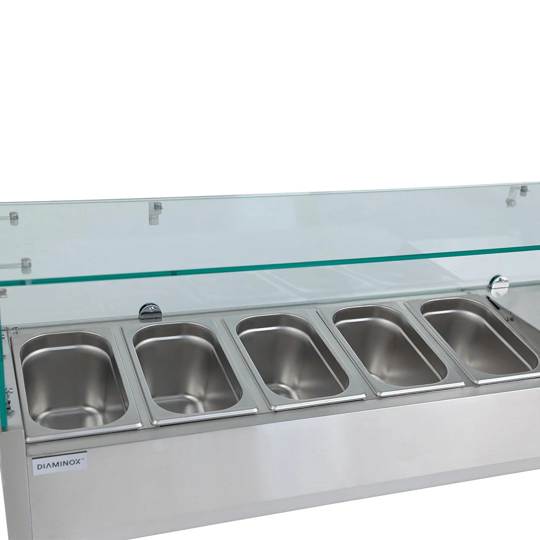 Diaminox Countertop Prep VRX Unit with Glass Top 5 x 1/4 GN