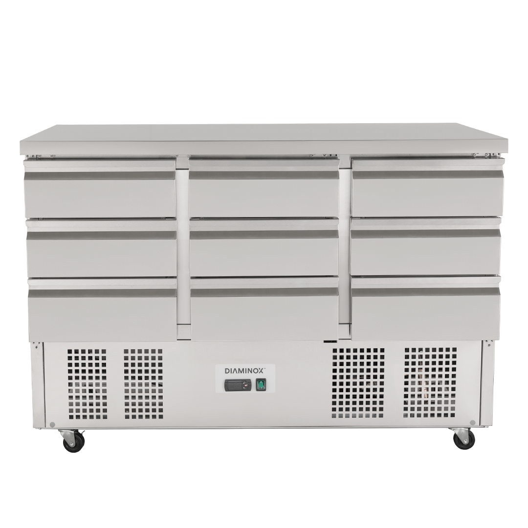 Diaminox 9 Drawer Stainless Steel Refrigerated Prep Counter