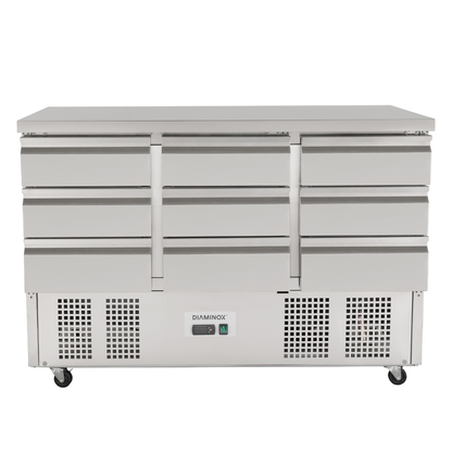 Diaminox 9 Drawer Stainless Steel Refrigerated Prep Counter