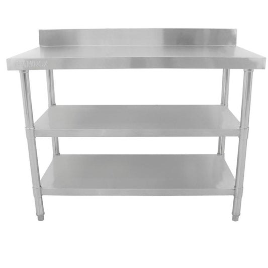 Diaminox Stainless Steel Upstand Table With 2 Shelves