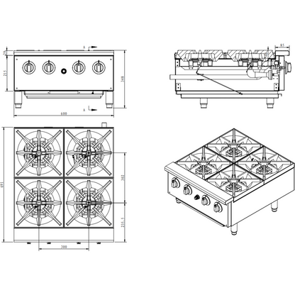 4 Burner Gas Hotplate Cooker