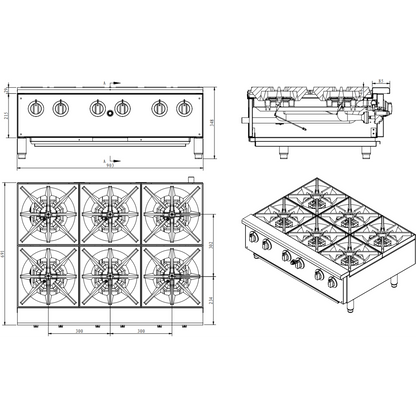 6 Burner Gas Hotplate Cooker