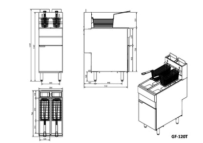 4 Burner Twin Tank 2 x 11 Litre Gas Fryer