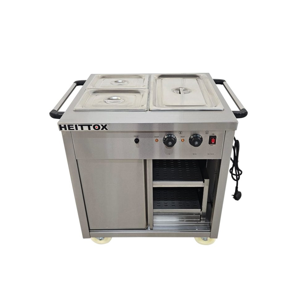 Heittox 3 Pan Wet Bain Marie With Hot Cupboard