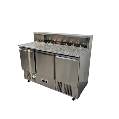 Diaminox Three Door Raised Marble Saladette Prep Counter 333L
