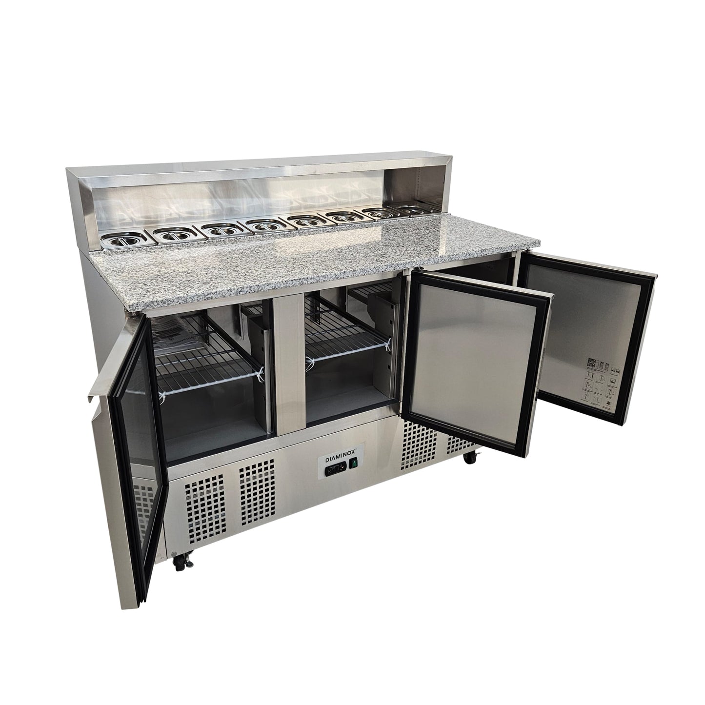 Diaminox Three Door Raised Marble Saladette Prep Counter 333L