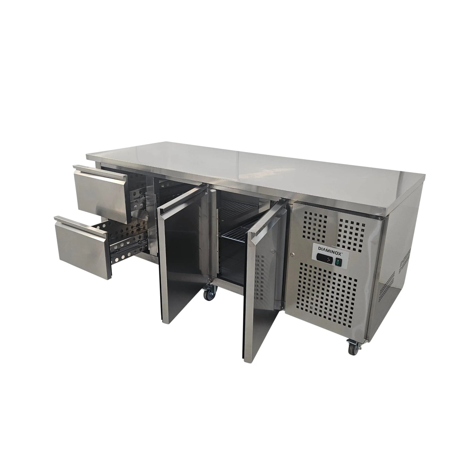 Diaminox Two Door Two Drawer Counter Bench Fridge 554L