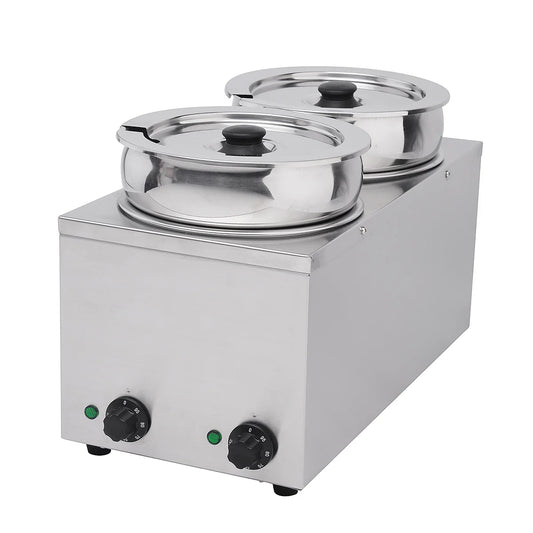 Commercial Stainless Steel Two Pot Bain Marie Food Warmer - Multiple Sizes