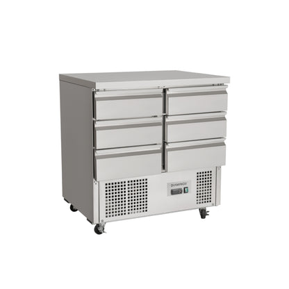 Diaminox 6 Drawer Stainless Steel Refrigerated Prep Counter