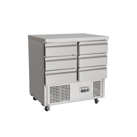 Diaminox 6 Drawer Stainless Steel Refrigerated Prep Counter