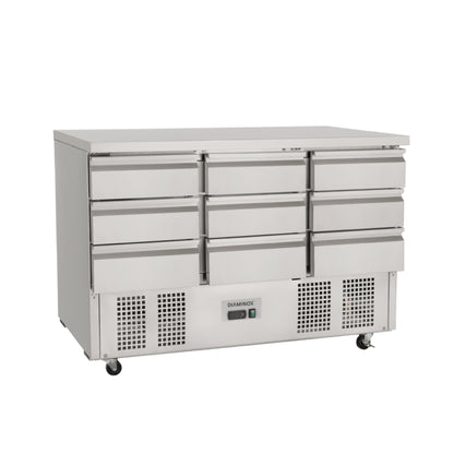 Diaminox 9 Drawer Stainless Steel Refrigerated Prep Counter
