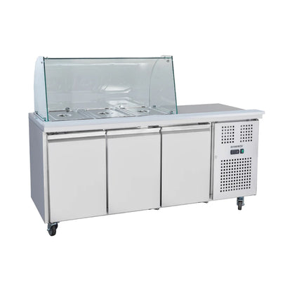 Diaminox Three Door Saladette Prep Counter with Side Worktop 294L