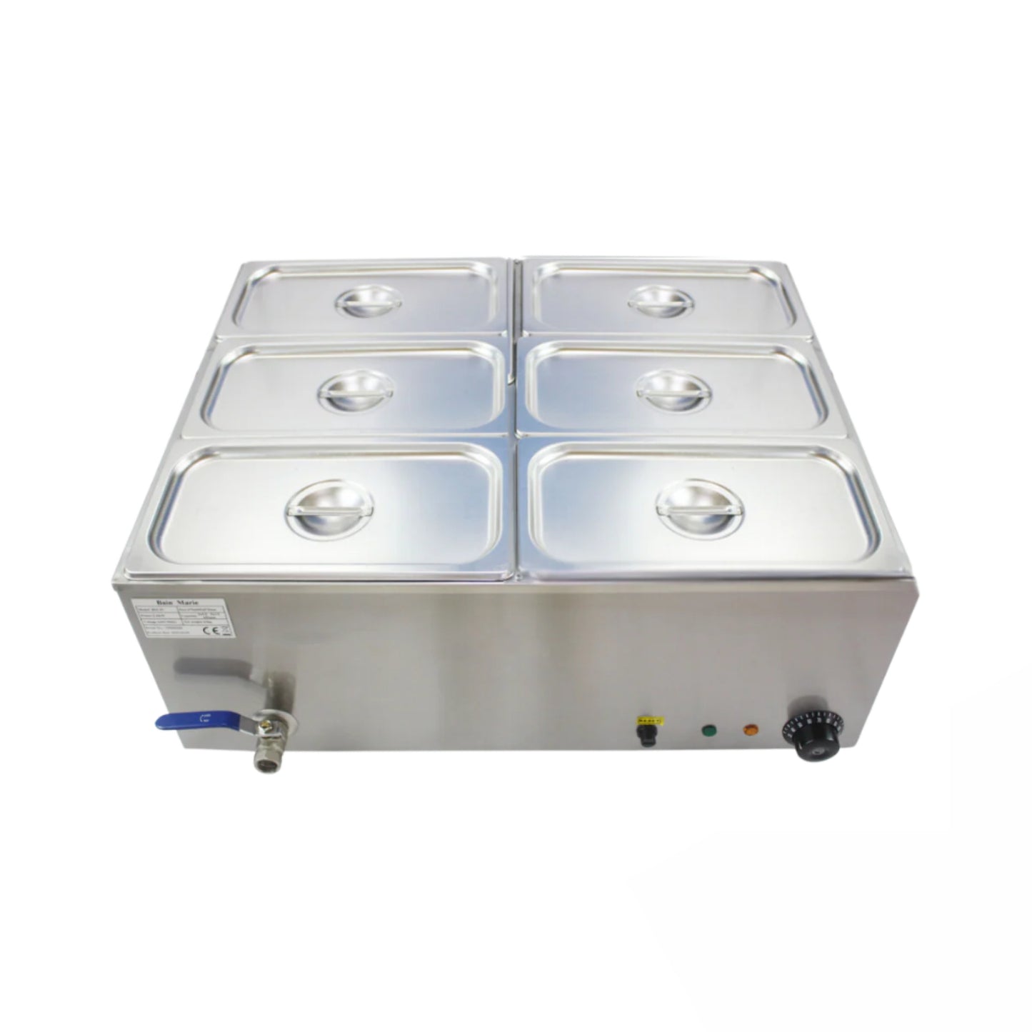 Commercial Stainless Steel Bain Marie Food Warmer - 6 x GN1/3 150 mm