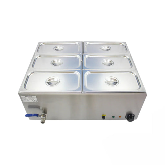 Commercial Stainless Steel Bain Marie Food Warmer - 6 x GN1/3 150 mm