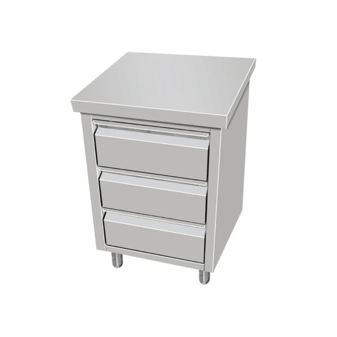Hamoki Stainless Steel 3 Drawer Work Table Cabinet