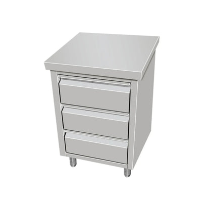 Hamoki Stainless Steel 3 Drawer Work Table Cabinet