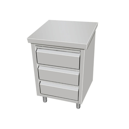 Hamoki Stainless Steel 3 Drawer Work Table Cabinet