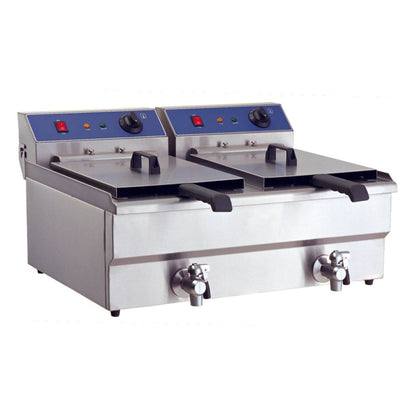 Countertop Electric Fryer Twin Tank with Tap