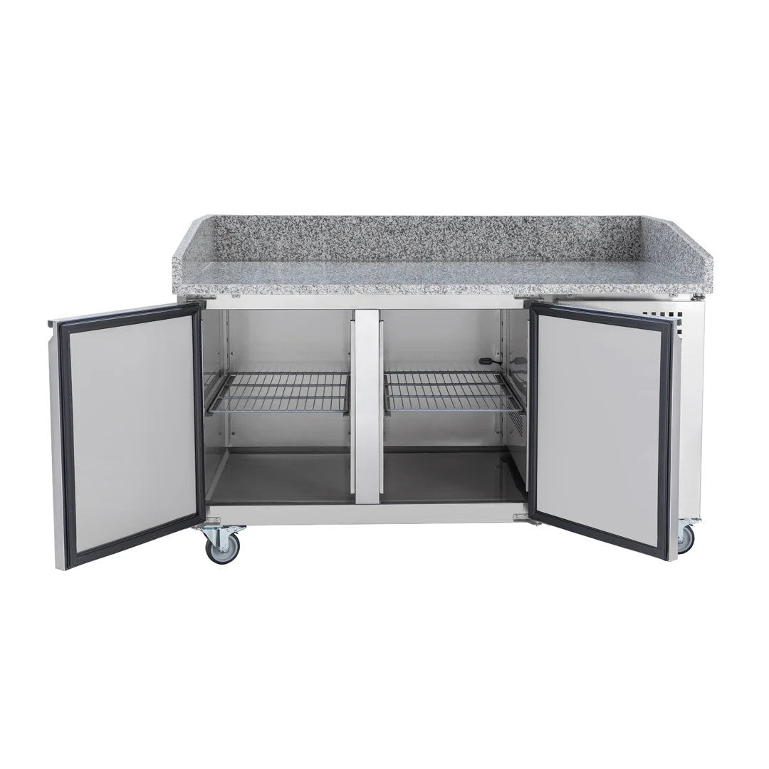 Diaminox Double Door Counter Bench Fridge with Marble Top 294L