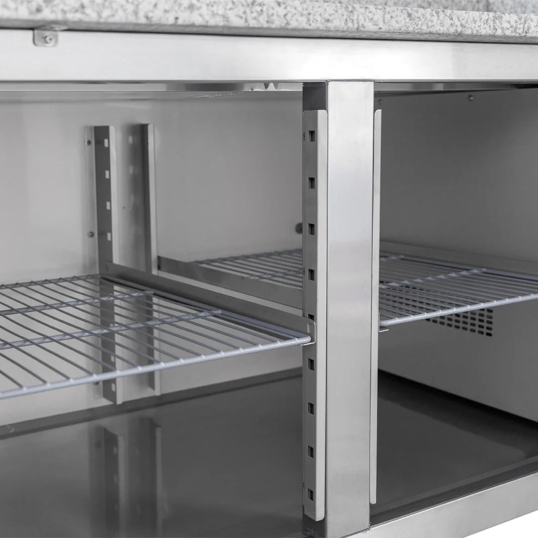 Diaminox Double Door Counter Bench Fridge with Marble Top 294L