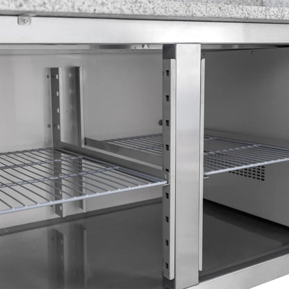 Diaminox Double Door Counter Bench Fridge with Marble Top 294L