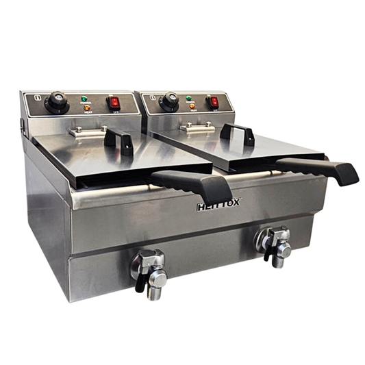 Heittox Countertop Electric Fryer Twin Tank with Tap