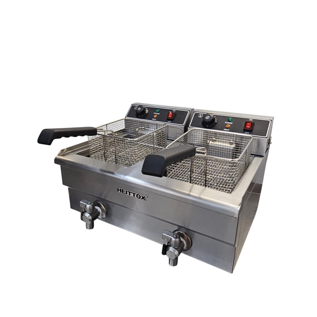 Heittox Countertop Electric Fryer Twin Tank with Tap