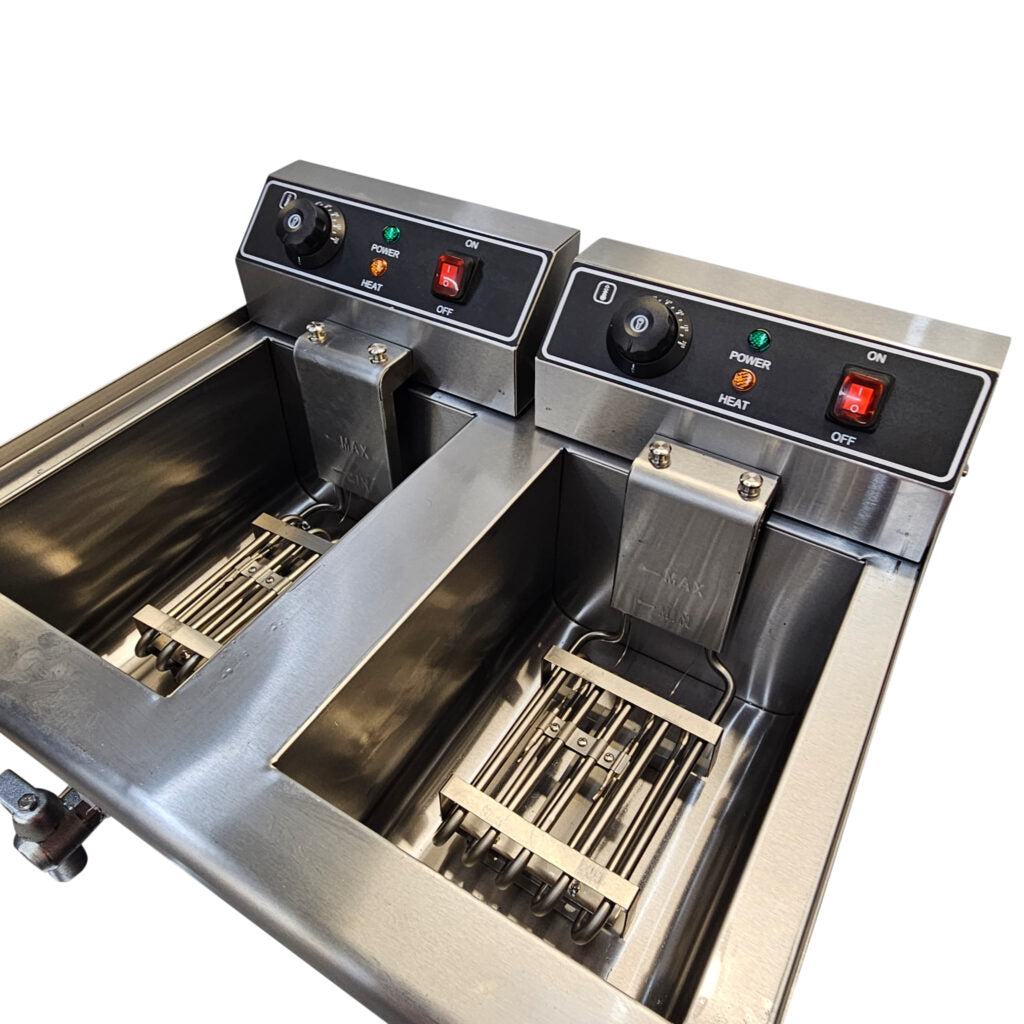 Heittox Countertop Electric Fryer Twin Tank with Tap