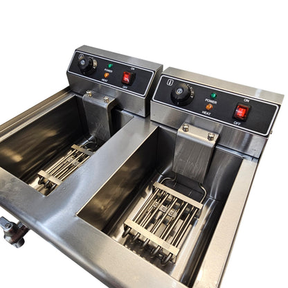 Heittox Countertop Electric Fryer Twin Tank with Tap