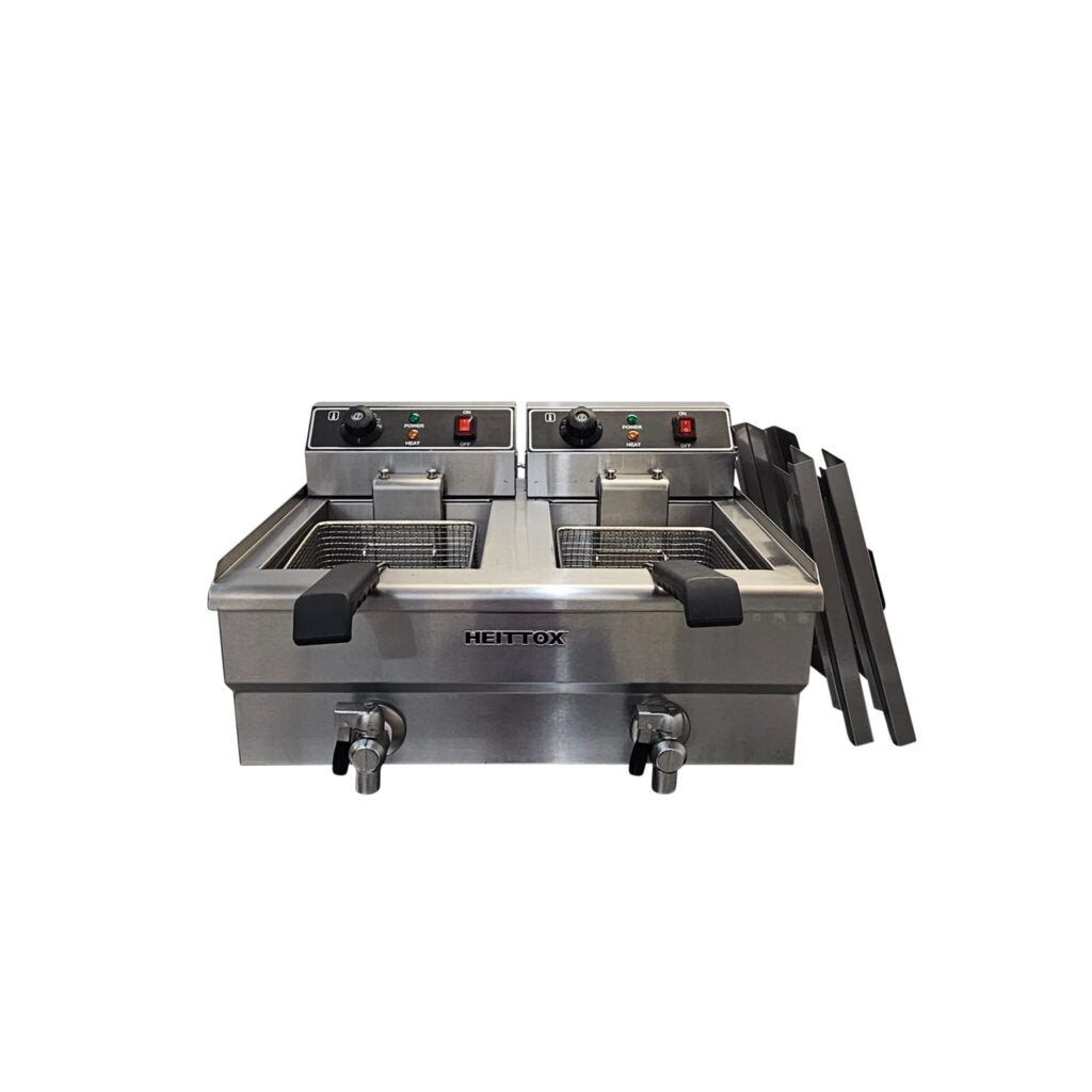 Heittox Countertop Electric Fryer Twin Tank with Tap
